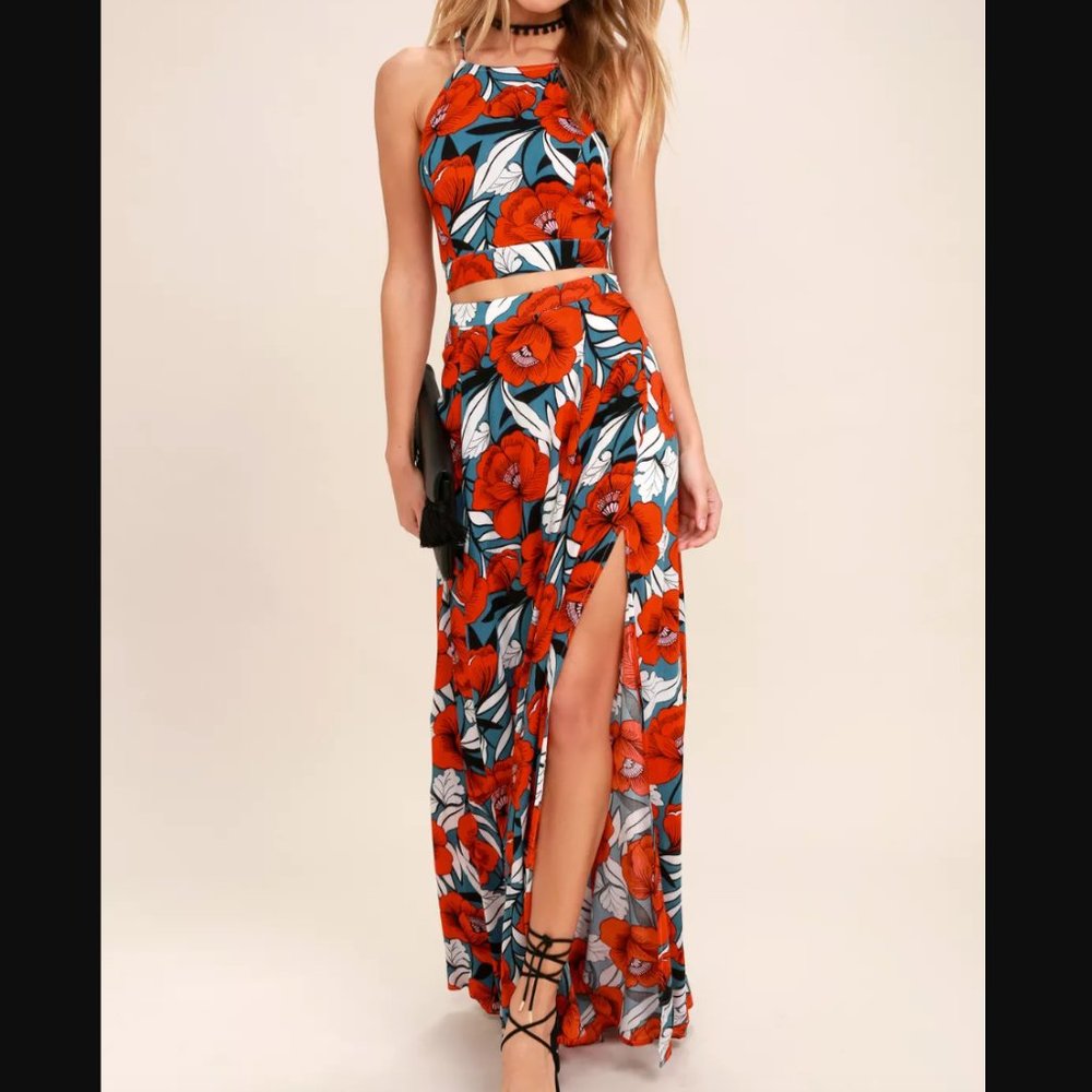 Back to Your Roots Red Floral Print Two-Piece